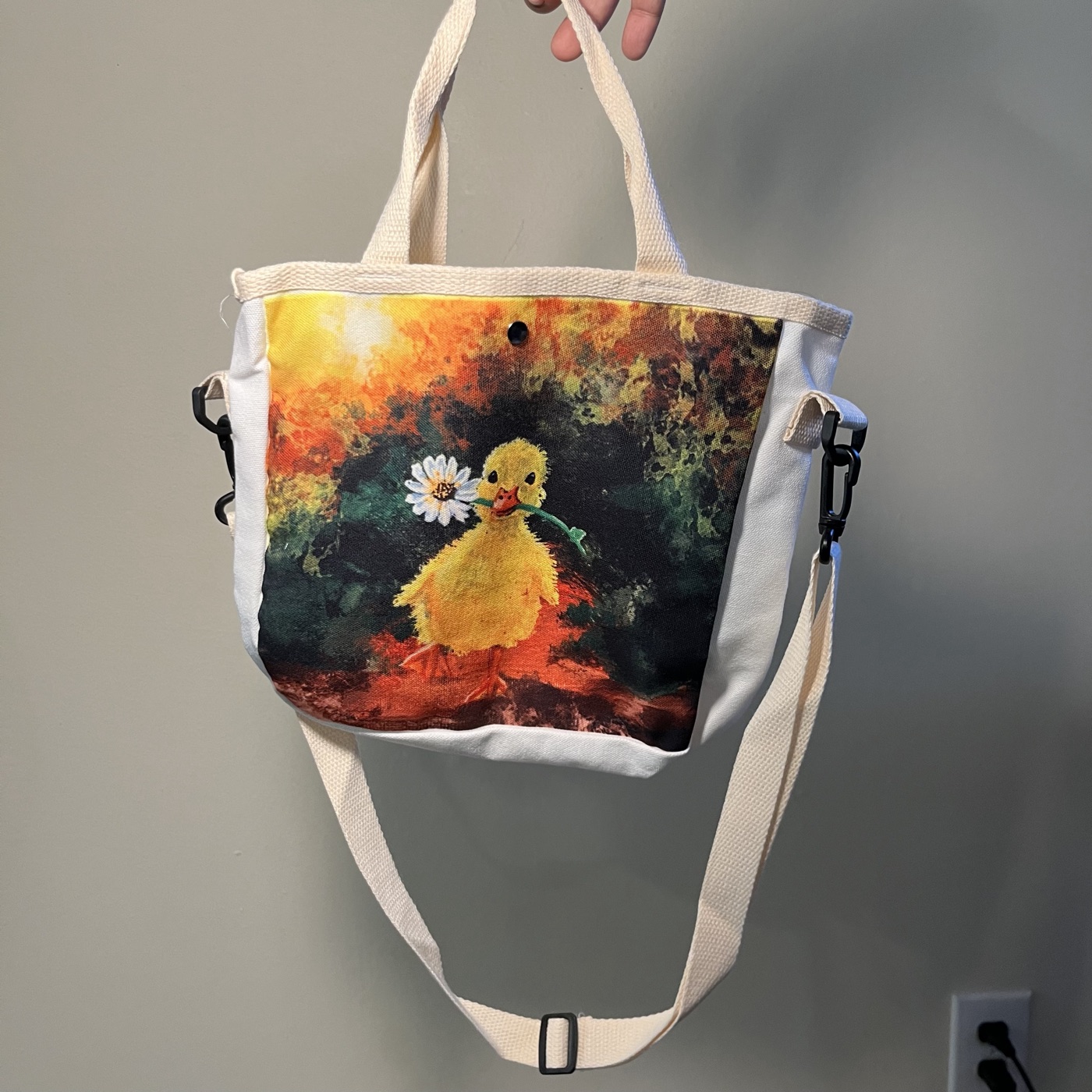 Ducky Carrying Flower — Handbag, photographed by the artist