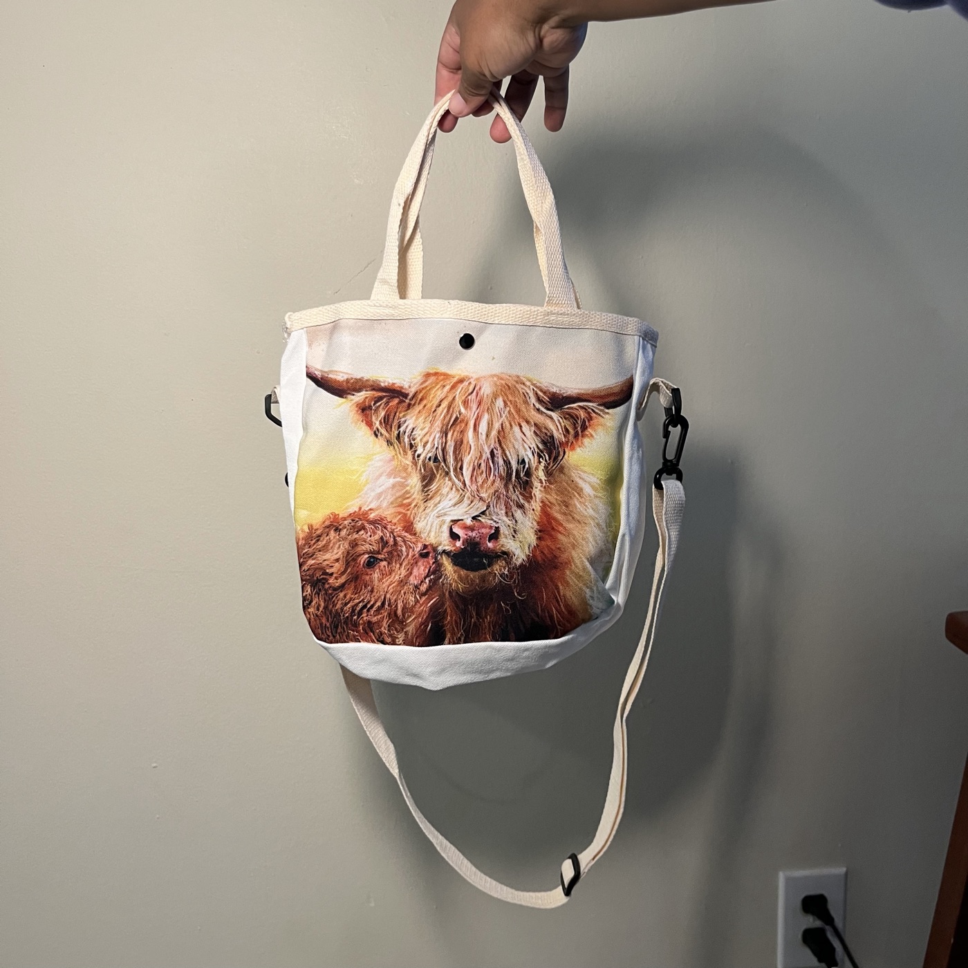 Highland Cows Mother and Child — Handbag, photographed by the artist