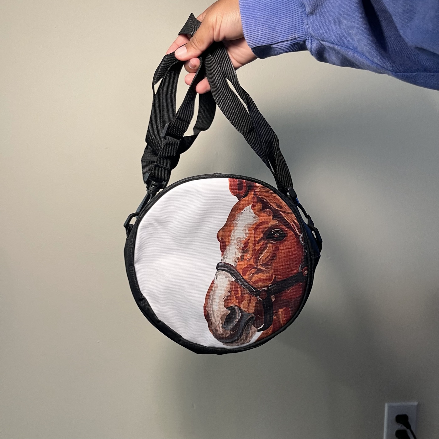 Horse · No. 2 — Round crossbody bag, photographed by the artist