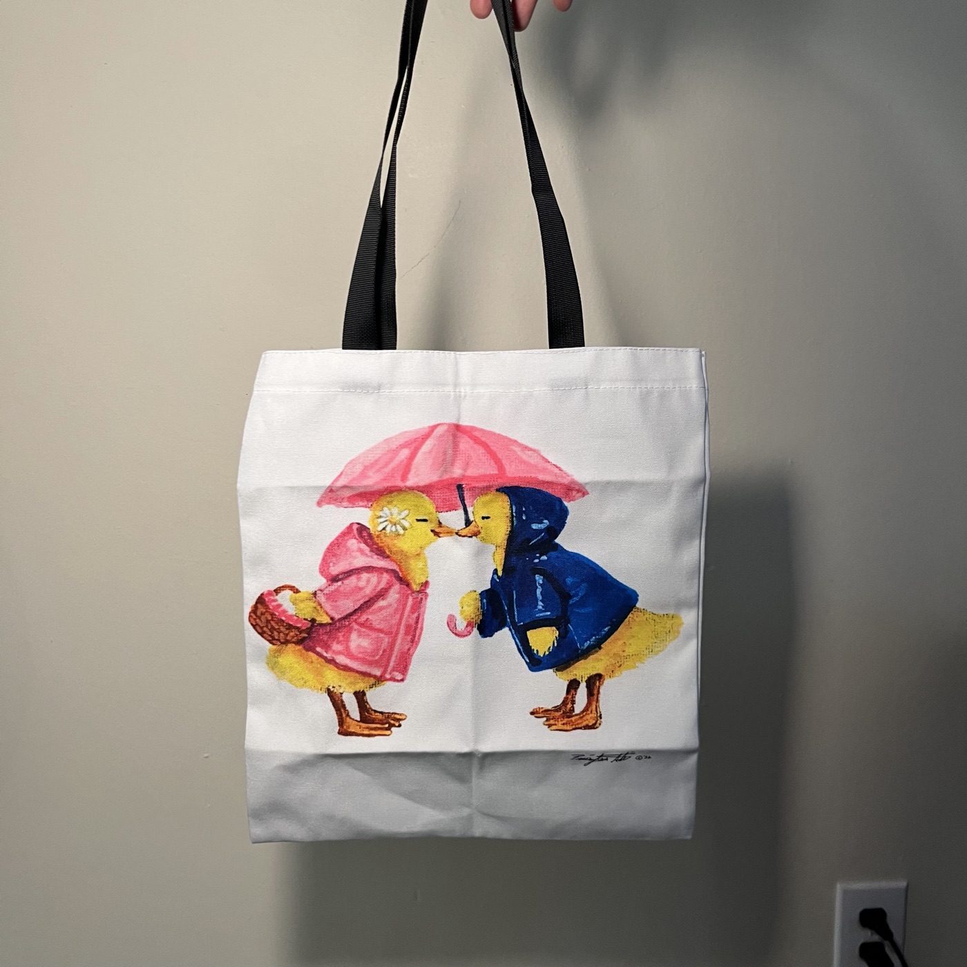 Kissing Duckies — Tote bag, photographed by the artist