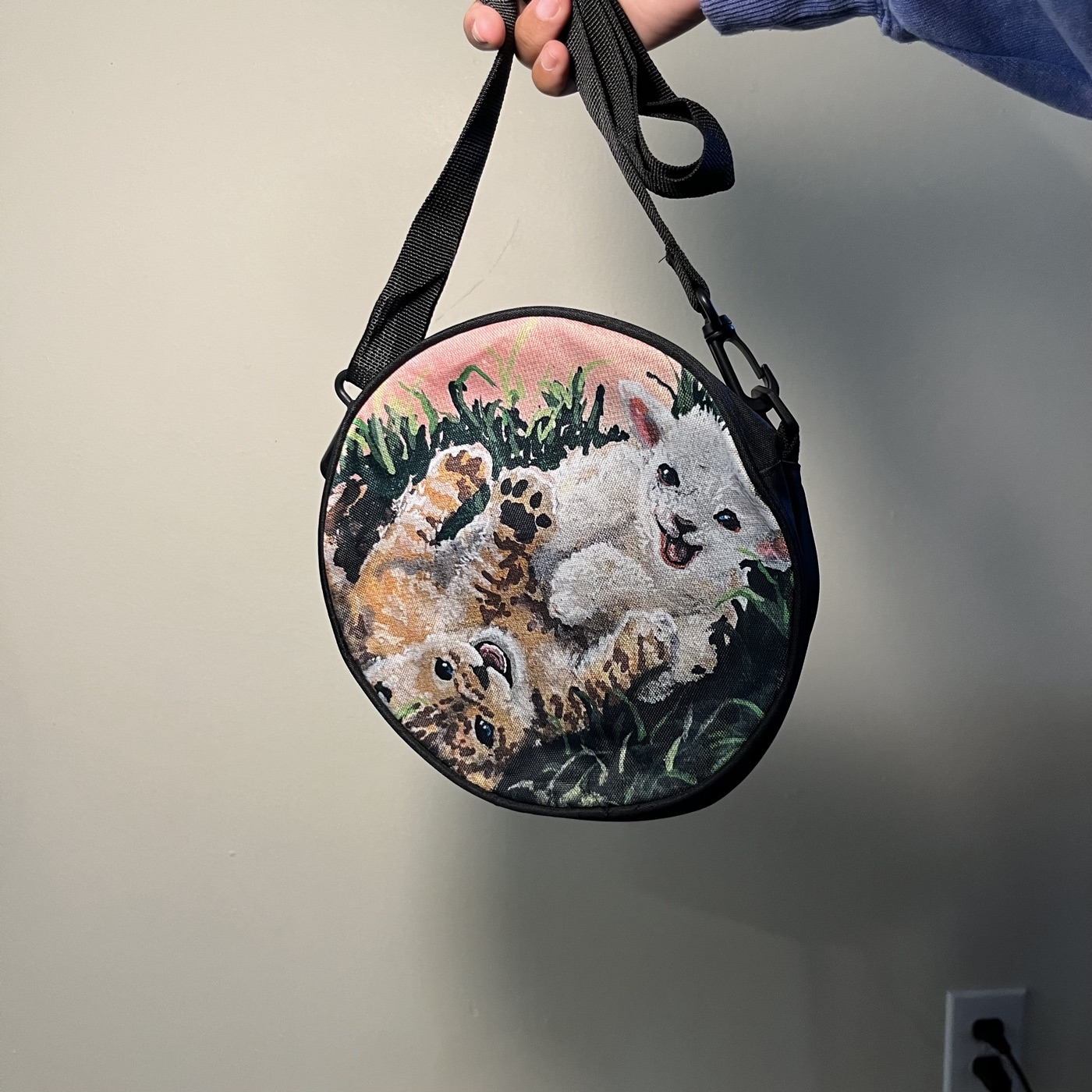 Lion and The Lamb · No. 1 — Round crossbody bag, photographed by the artist