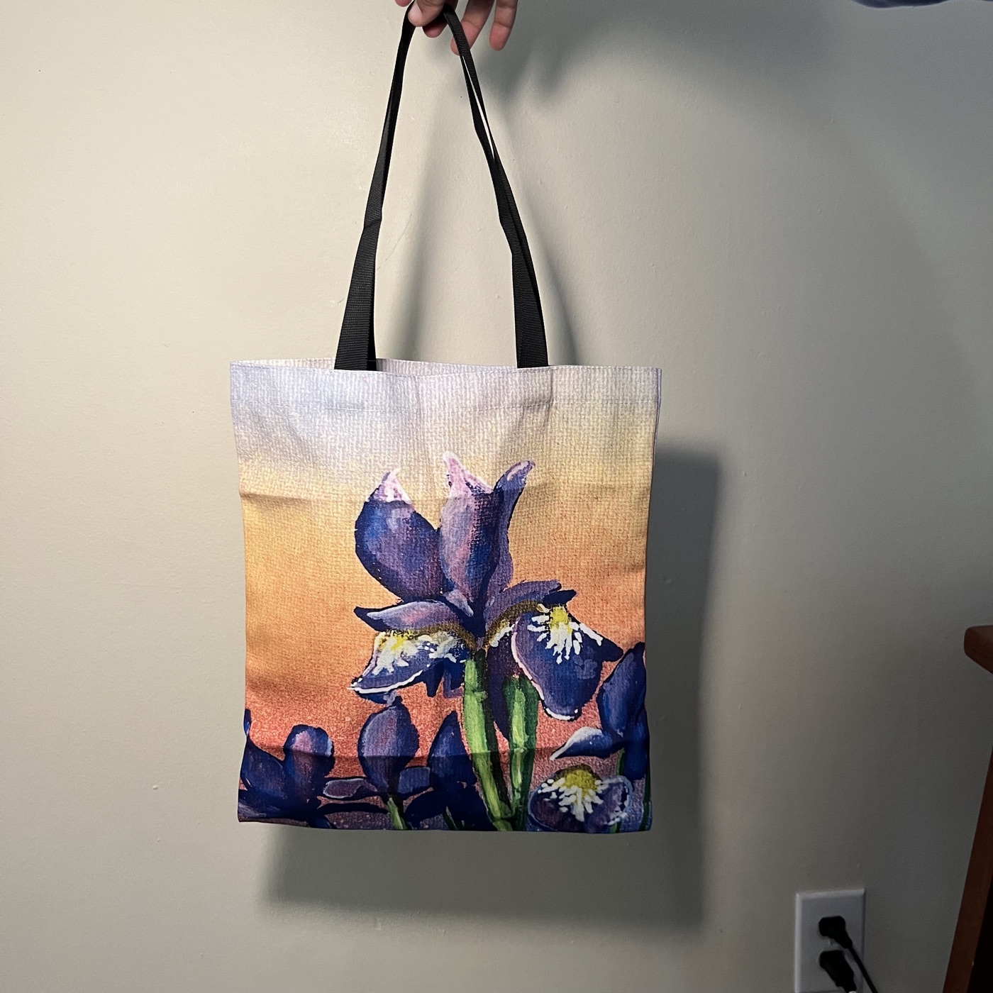 Purple Flowers — Tote bag, photographed by the artist
