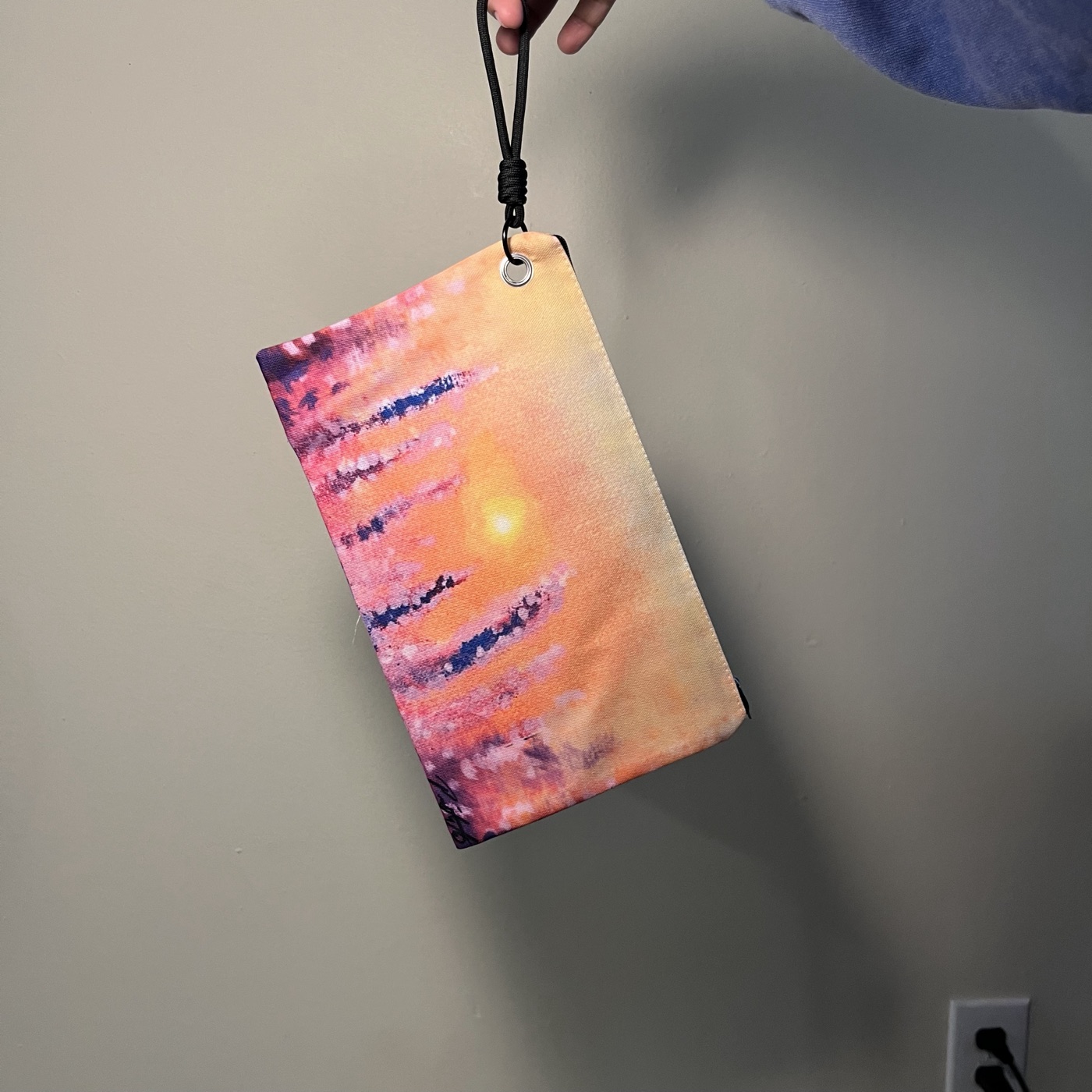 Sunrise Lavender Fields — Handbag / cosmetic bag, photographed by the artist