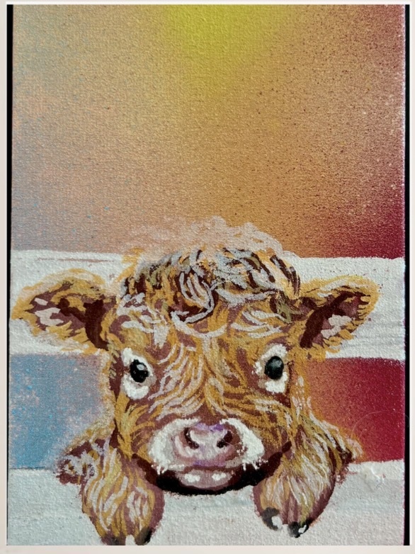Baby Highland Cow — limited-edition canvas print by Ms. PraiseJesus Artis